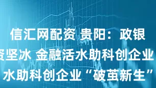 信汇网配资 贵阳:政银协同破融资坚冰 金融活水助科创企业“破茧新生”